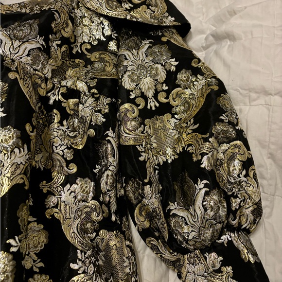 ASOS LUXE Curve jacquard baby doll mini dress with puff sleeves 16 - Picture 6 of 9